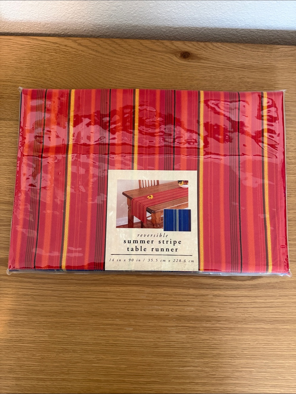 Reversible Summer Stripe Table Runner - Red